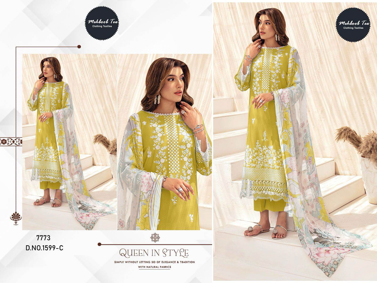 Mehboob Tex 1599 B And C Cotton Dupatta Wholesale Pakistani Salwar Suits In India